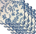 Ridhi Incremental Blue Hand Block Print Napkins 18" x 18" Set of 4 Reusable Cotton Dinner Napkins for Weddings, Parties & Everyday Dining, Thanksgiving, Christmas, Fall