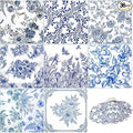 Crtiin 36 Pack 9 Styles Decoupage Napkins Assorted Floral Decorative Decoupage Napkins Chinoiserie Cocktail Paper for DIY Crafting Birthday Party, Each Unfolded 13 Inch(Blue Floral)