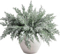 10 Packs 16.5" Artificial Christmas Snow Pine Branches, Snow Flocked Faux Greenery Norfolk Pine Sprigs Cypress Stems, White Frosted Fake Foliage Pine Needle Picks for DIY Craft Garland Home Decor