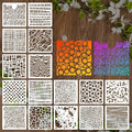 16Pcs Layering Stencils for Painting, 6"x6" Paint Stencils Mixed Texture Bubble Dot Waves Stone Crackle Splatter Geometric Stencil, Stencil for Painting on Wood DIY Art Crafts