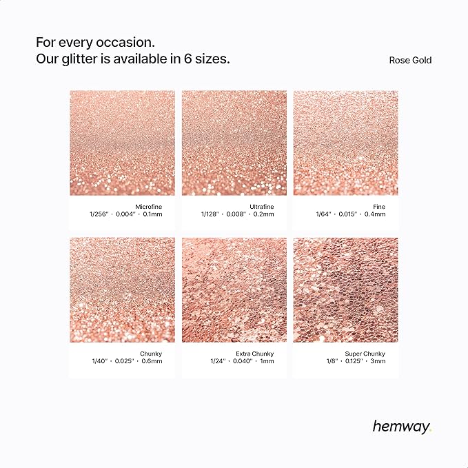 Hemway Polyurethane & Epoxy Resin Glitter 100g / 3.5oz Metallic Crystal Flake Additive for Flooring Jewelry Tumblers Glass Pigment - Extra Chunky (1/24" 0.040" 1mm) - Rose Gold