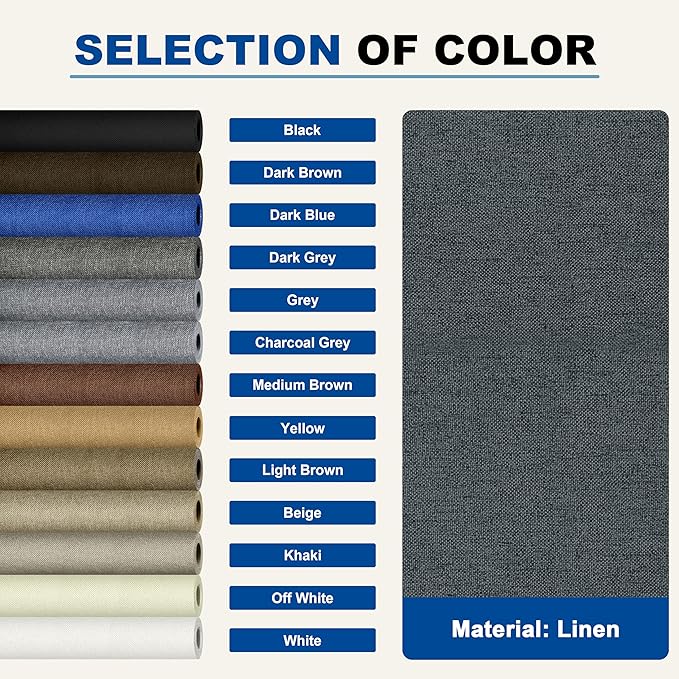 KING MOUNTAIN Linen Repair Patches, Self-Adhesive Linen Fabric Patches, 4 X 63 inch Extra Size, Multi Color, Can be Used for Linen Sofa Repair and Linen Clothes Repair (Charcoal Gray)