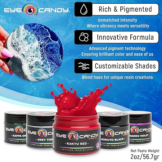 Eye Candy Red Resin Pigment Paste Kakyu Red (2 oz Paste / 4 oz Jar) | Epoxy, Resin Art | Highly Pigmented