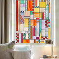 3D Stained Glass Window Privacy Film, Heat Control UV Blocking Static Cling Decorative Window Film for Bathroom,Front Door,Home Non Adhesive,35.4 x 78.7 inches Autumn Reverie