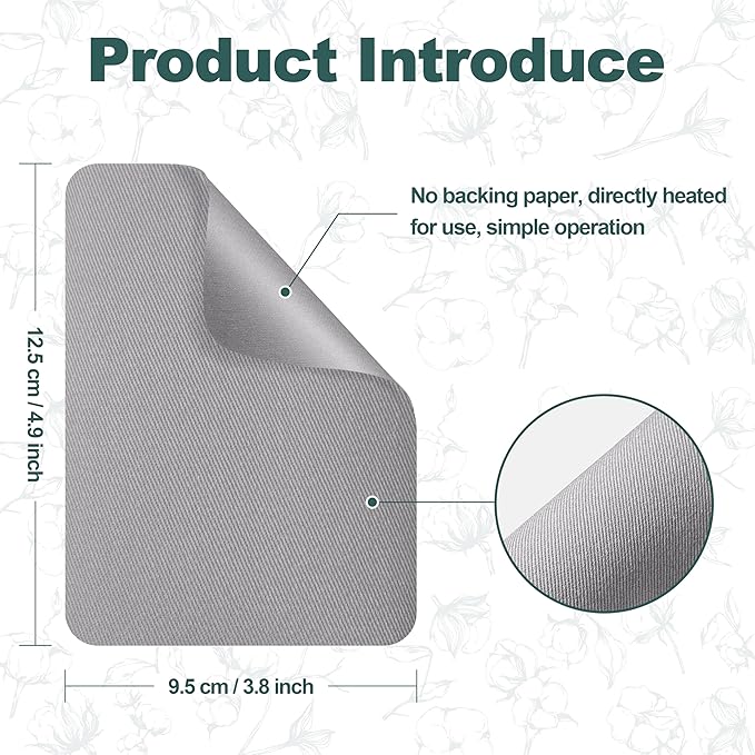 Iron on Patches for Clothes, 8 Pieces Fabric Patches for Clothing, Bag, Hat Repair, Clothing Repair Decorating Kit 3.7" by 4.9" (9.5 cm x 12.5 cm, Light Grey)