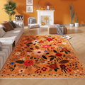Rugcomf Living Room Rug 5x7 Rug Machine Washable Boho Area Rug Non Slip Floral Vintage Low Pile Large Rugs for Living Room, Bedroom, Farmhouse, Dining Room, Kids Playroom(Yellow)
