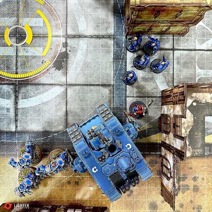 44'' x 60'' Battle Mat Gridded War-Gaming Mat for WH40K - Made of Synthetic Leather, 1.1mm Thickness (Adamant Bastion: Sector XI)