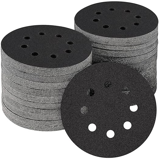 100PCS 5 inch Silicon Carbide Sanding Discs 120 Grit, Wet Dry Orbital 5 Sander Hook and Loop Sandpaper Disc, Best for Metal,Automotive,Wood Polishing