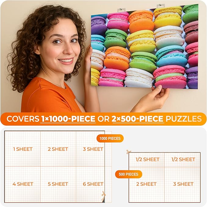 Newverest 6-Pack Puzzle Glue Sheets 10×10″ – Preserve & Display 1 × 1000-Piece Jigsaw Puzzles – Peel & Stick Puzzle Saver with 2 Adhesive Hangers – No Glue, No Mess, Ships Flat, Gift-Ready Box