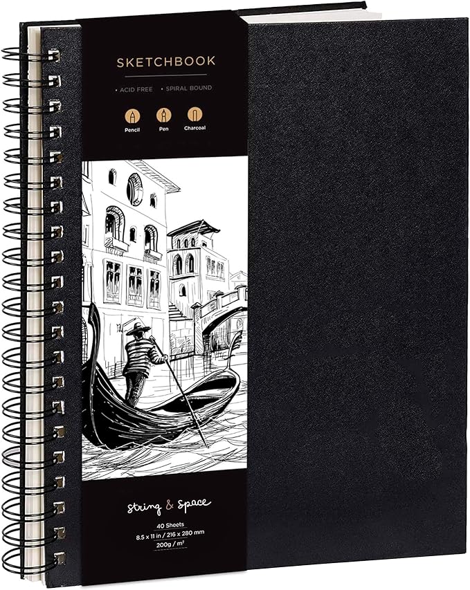 Artist’s Sketchbook Hardcover – 200GSM Very Thick Paper – Spiral Sketch Book for Drawing and Mixed Media – Sketch Pad, Art Book - 5.8 x 8.5, 40 Sheets / 80 Pages