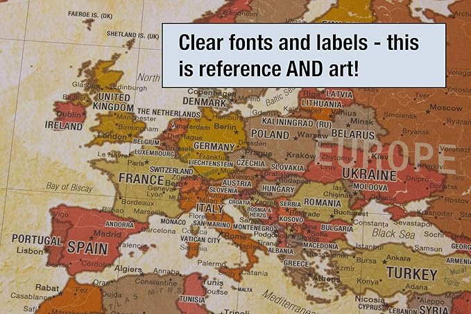 Laminated World Pioneer Map Poster | Vintage Style Map | Includes The Most Legible Location Labels | 36” x 24” | Shipped Rolled in a Tube, Not Folded | Great for The Home or Classroom