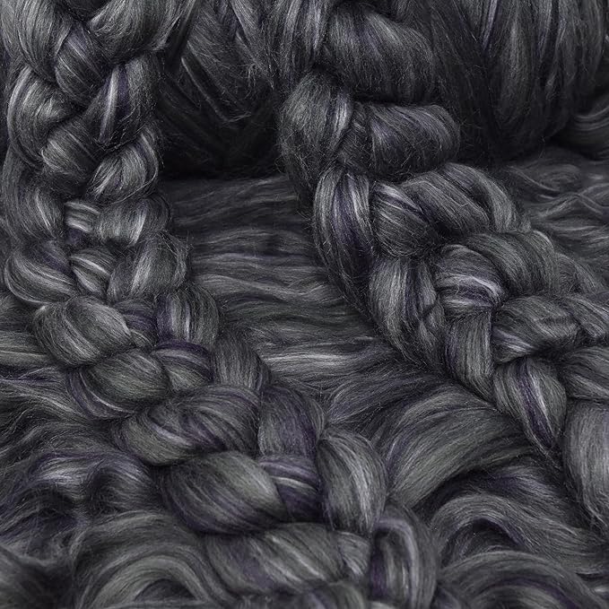 Merino Silk Luxe Tonal Designer Blend. Superfine Merino, Mulberry Silk, Tussah Silk. Top Roving for Spinning or Felting. Twilight 4oz