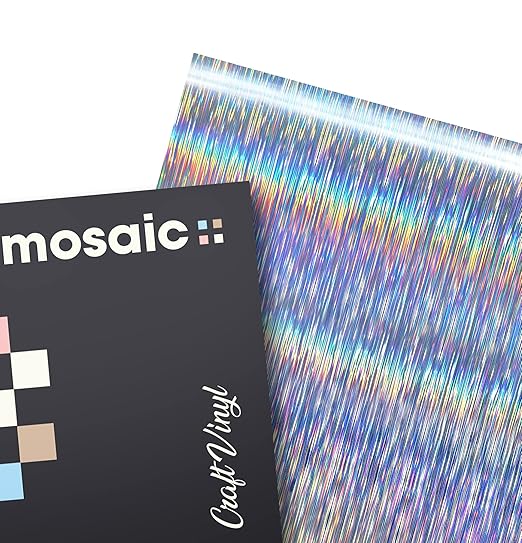 VViViD Mosaic+ Silver Brushed Holographic 1ft x 5ft Crafting Vinyl Crinkle-Free 8yr UV Finish Crafting Vinyl
