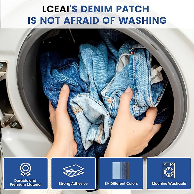 Denim Patches for Inside Jeans - Iron On Patches for Jeans - Jeans Patch for Repairing Pant Holes and Covering Imperfections, Large Size, 4 in. x 60 in.Denim Blue