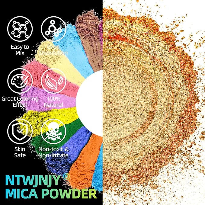 Orange Mica Powder for Epoxy Resin，Natural Shimmer Mica Powder Used for Coloring car Spray Paint, Candles, soap, Eye Shadow, Lip Gloss, Nail Polish(50g/1.7oz)