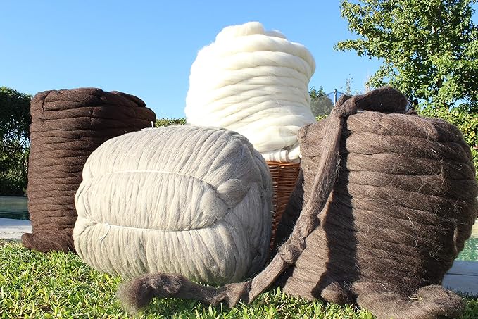 Natural Wool Bulk roving, 2 lb. Best Wool for Spinning, arm Knitting, Felting, Chunky Blankets and Tapestry. Natural Colors, un-Dyed. (Sand, 2 lb)