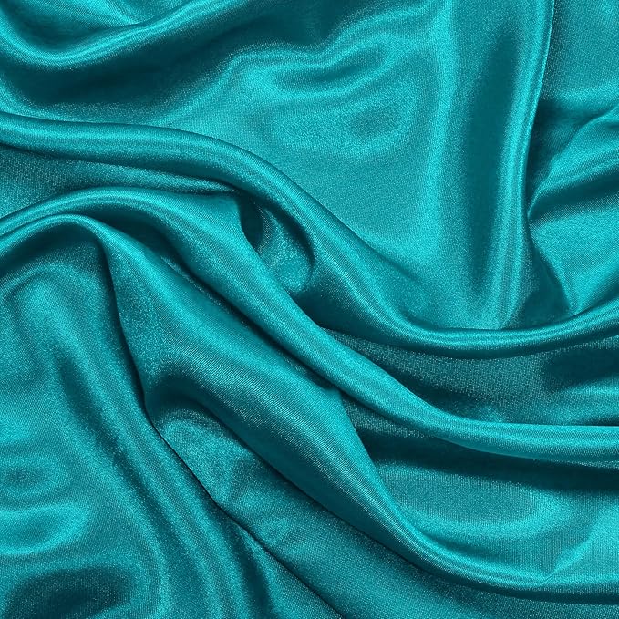 RUDONG M Teal Satin Fabric by The Yard, 5 Yard x 60 Inch Wide Silky Charmeuse Satin Fabric, Soft Satin Fabric for Wedding Decorations, Bridal Dress, Sewing, Accessories, DIY Crafts