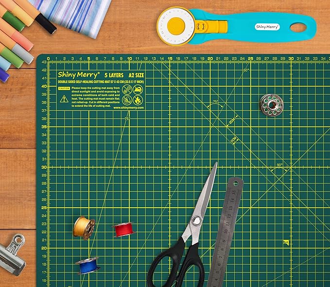 Self Healing Cutting Mat A2 18"x24" – Double Sided 5-Ply Craft Mat for Sewing, Quilting, Fabric, Scrapbooking – Green/Green