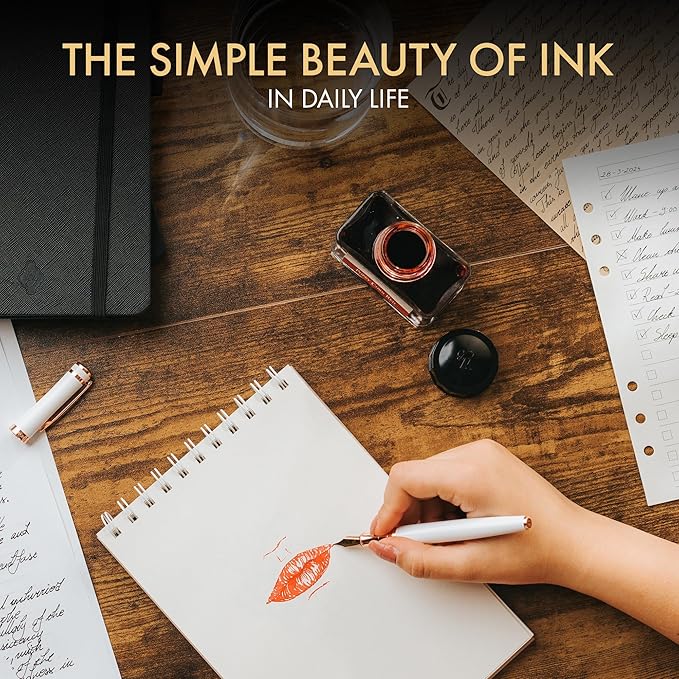 Wordsworth and Black Fountain Pen Ink Bottle (50 ml) Premium Luxury Edition, [Poppy Corn Red] Fountain Pens Bottled Ink; Classic Designed Bottle Smooth Flow 50 ml