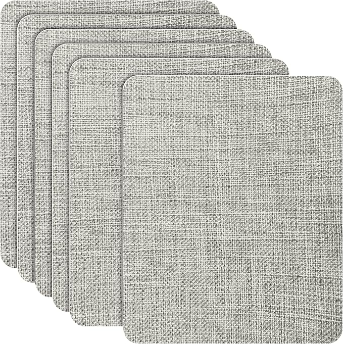 Azobur Coarse Linen Repair Patches, 6 Piece Self-Adhesive Linen Fabric Patches, Multi Color, Can be Used for Linen Sofa Repair and Linen Clothes Repair, Quick Fix Sofa.(Light Gray)