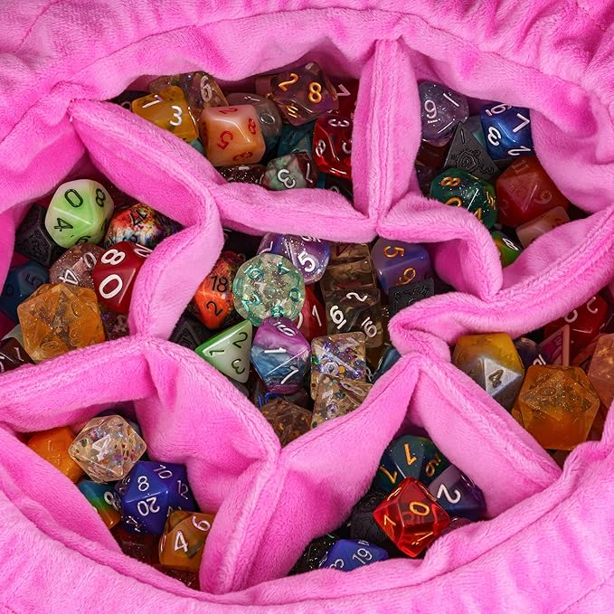 Large Dice Bags with Pockets Rainbow Storage Bags Star Pattern for DND RPG Games (with 1lb Random DND Dice)