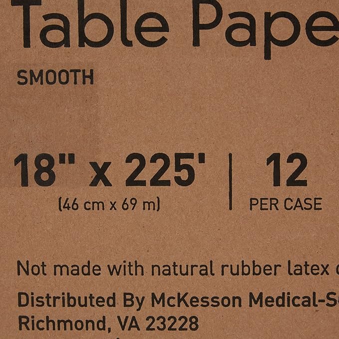 McKesson Medical Exam Table Paper [12 Rolls] – Bed Table Sheet Cover for Diaper Changing, Waxing, Nursing, Chiropractor, Patternmaking, Tracing - Premium Smooth Paper Roll - White, 18 in x 225 ft