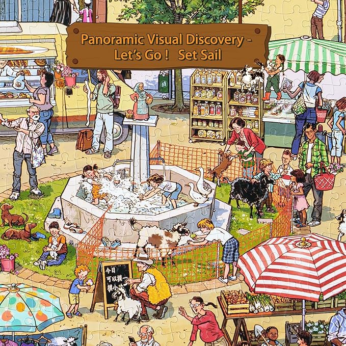MOMIBOOK Puzzles for Adults 1000 Piece Jigsaw Puzzles of Let's Go! to The Market, Painting Image Difficult Challenging Hard Impossible Puzzle, Cute Funny Toys & Games Christmas Birthday Gifts
