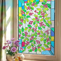 3D Stained Glass Window Film, Decorative Window Privacy Film for Bathroom,Front Door,Home, Sun Blocking Heat Control,Static Cling,23.6inch x 35.4inch Holly