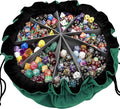 SIQUK Large Dice Bag with Pockets Big Capacity Dice Bag Drawstring Dice Pouch DND Dice Storage Bag for RPG MTG Table Games, Hold over 300 Dice, Dark Green