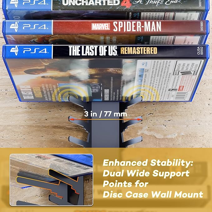 Funturbo Video Game Storage Wall Mount Game Case Holder, Metal Wall Mounted Media Storage Shelves for PS, Xbox, Switch Game Organizer (8-Pack)