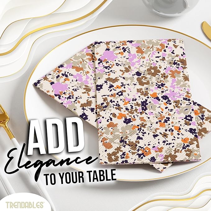 Trendables Floral Napkins for decoupage 200 Pcs 3 Ply floral paper napkins decorative Guest Towels Disposable Bathroom, Flower Design For Tea Party Decorations, Dinners & Weddings