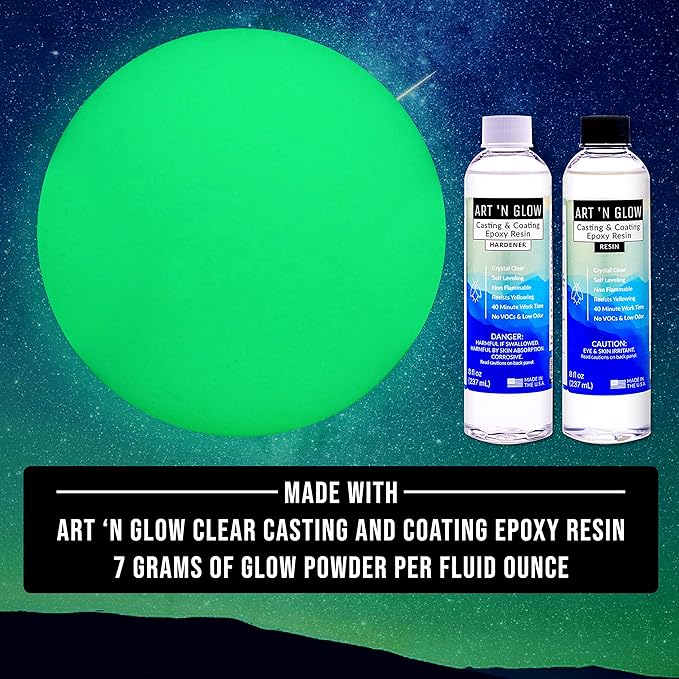 Glow in The Dark Pigment Powder - Neutral and Fluorescent Color for Art Painting, Fine Art, Nail Art Paint, and DIY Crafts - Long Lasting, 10+ Color Options - Neutral Green - (12 Grams)