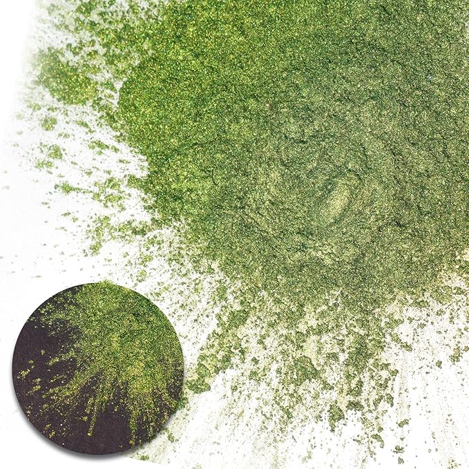 Ceya Highly Chameleon Mica Pigment, 1.8oz/ 50g Elf Green Eyes Chrome Powder, Cosmetic Grade Pearlescent Effect Color Shift Pigment for Epoxy Resin, Makeup, Nail Polish, Soap Dye, Candle Making, Slime