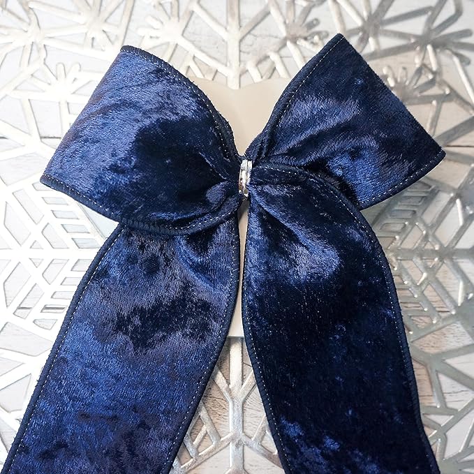 Navy Velvet Ribbon 2.5 Inch x 10 Yards for Christmas Tree Topper Home Decoration Wreath Gift Wrapping DIY Craft