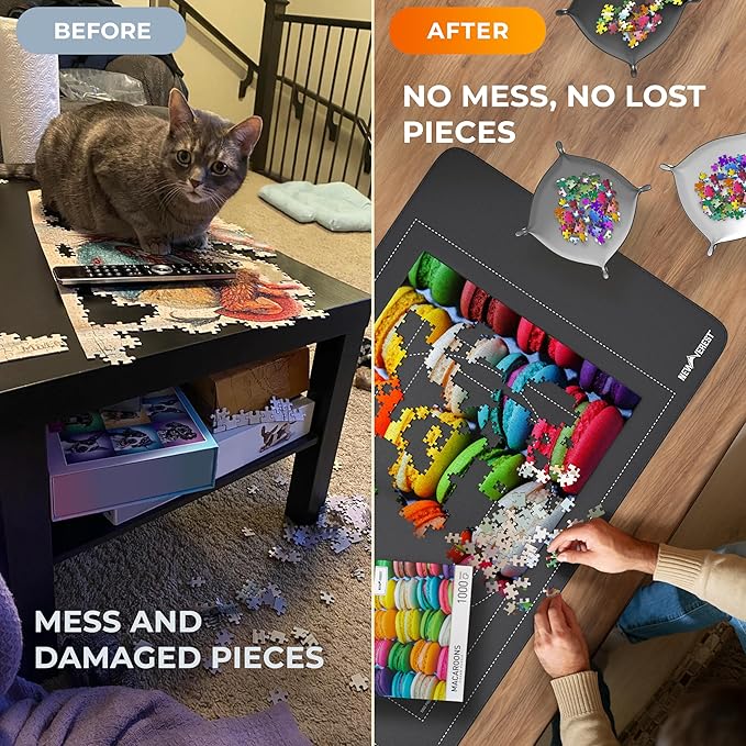 Newverest Gift Bundle of 2: Roll Up Puzzle Mat 1500 pcs & 6-Pack Puzzle Glue Sheets