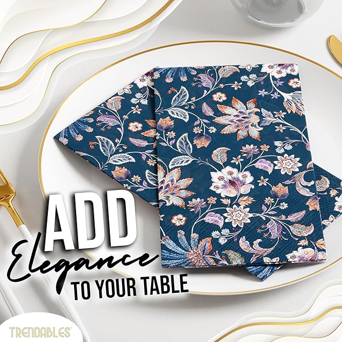 Trendables Floral Napkins for decoupage 200 Pcs 3 Ply floral paper napkins decorative Guest Towels Disposable Bathroom, Flower Design For Tea Party Decorations, Dinners & Weddings