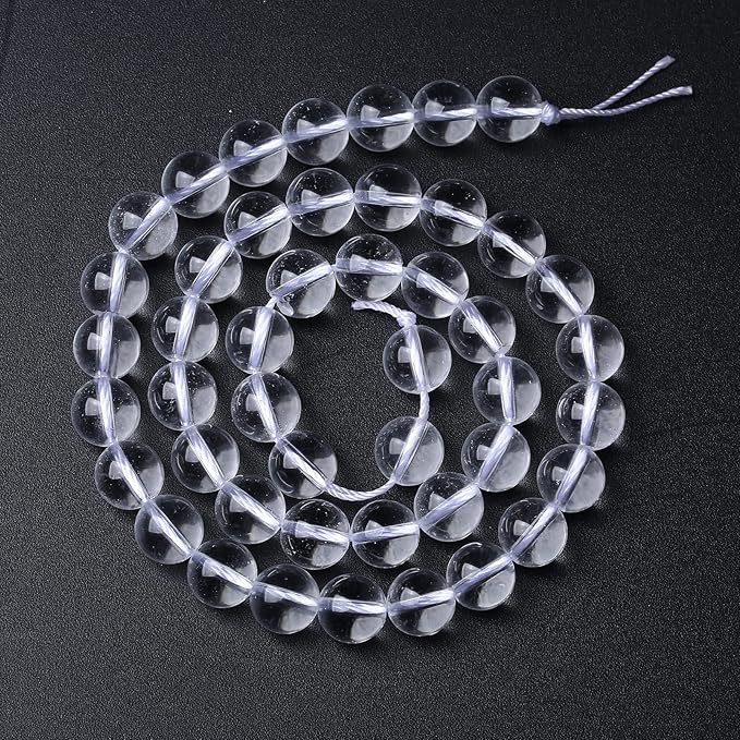 AAAAA Natural Clear White Crystal Quartz Beads Round Loose Spacer Beads for Jewelry Making DIY Bracelets Crystal Energy Healing Power Stone 32pcs 12mm 15 Inch