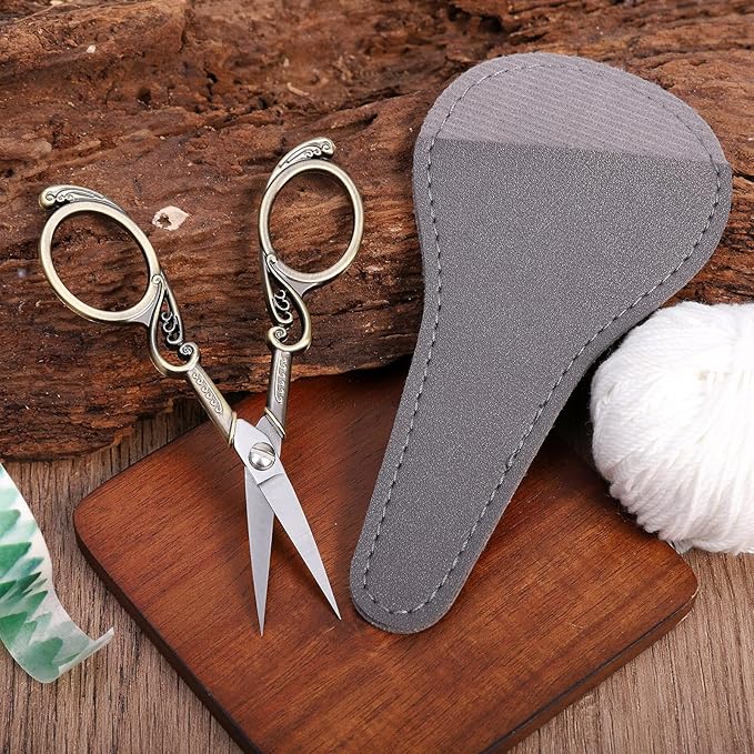 Embroidery Scissors, Small Sharp Precision Sewing Scissor with Cover for Craft, Arts, Needlework, Cross Stitch, Thread Yarn Fabric Detail Cutting DIY Tools 4.5 inches