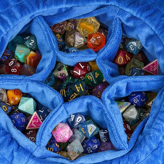 DND Dice Bags Large with Pockets Blue Storage Bag Star Pattern for D&D RPG Game Dices - Capacity 200+ Dice