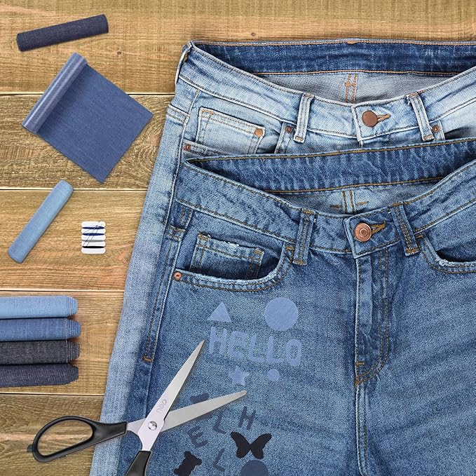 HTVRONT Iron on Patches for Clothing Repair 4 Rolls - Denim Patches for Jeans Kit 4" by 20", 4 Rolls of Iron On Denim Patches for Jeans Inside & Clothing Repair (Four Colors)