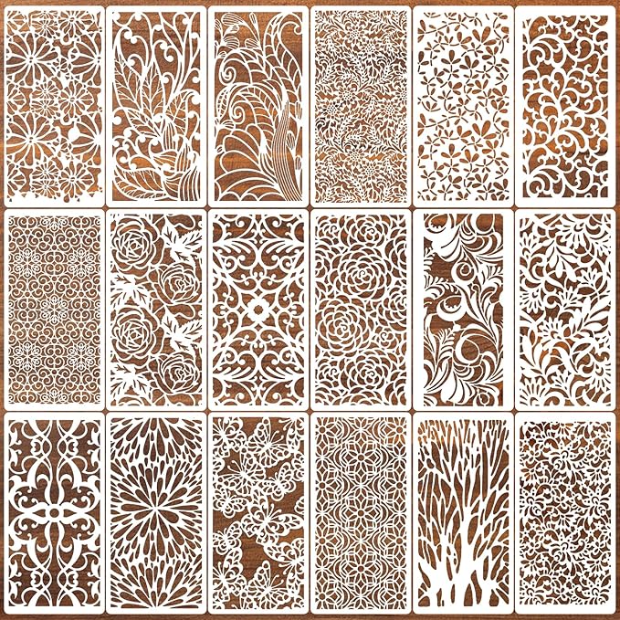 Floral Stencils for Crafts Reusable Damask Texture Stencils for Painting Background Stencil Drawing Templates for Wood Canvas Furniture Scrapbooking
