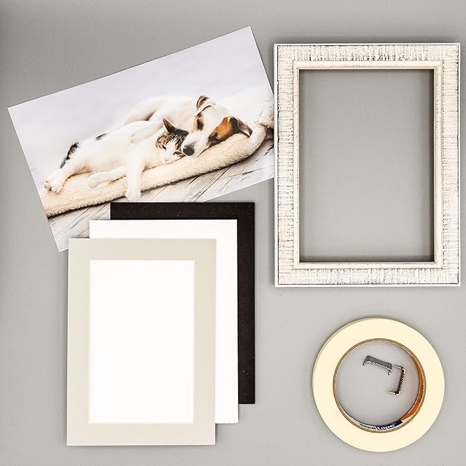 Poster Palooza 8x10 Mat Bevel Cut for 5.5x8.5 Photos - Acid Free Grey Precut Matboard - For Pictures, Photos, Framing - 4-ply Thickness
