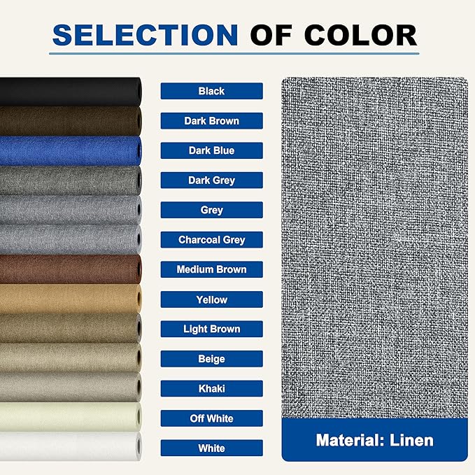 KING MOUNTAIN Linen Repair Patches, Self-Adhesive Linen Fabric Patches, 4 X 63 inch Extra Size, Multi Color, Can be Used for Linen Sofa Repair and Linen Clothes Repair (Charcoal Grey1.0)
