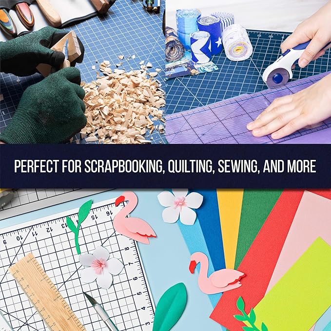 U.S. Art Supply 18" x 24" Self-Healing Cutting Mat 5-Ply - Double-Sided White/Blue Craft Mat, Non-Slip Cutting Mats for Crafts, Sewing, Quilting, Scrapbooking