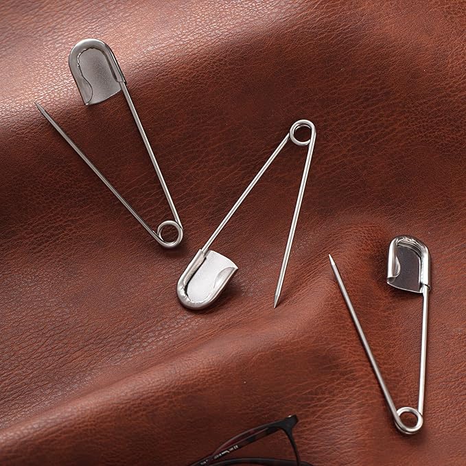 Juexica 15 Pcs 5 Inch Jumbo Stainless Steel Safety Pins Large Heavy Duty Huge Strong Laundry Pins for Upholstery Sewing Quilting Key Rings Craft Outdoor (Silver)