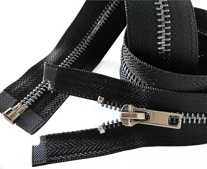 Leekayer Zipper #5 24 Inch Separating Zipper Black Nickel Metal Zipper 60 cm Zipper for Sewing Bag Crafts Jacket Zipper Repair Coats Bulk 2pcs