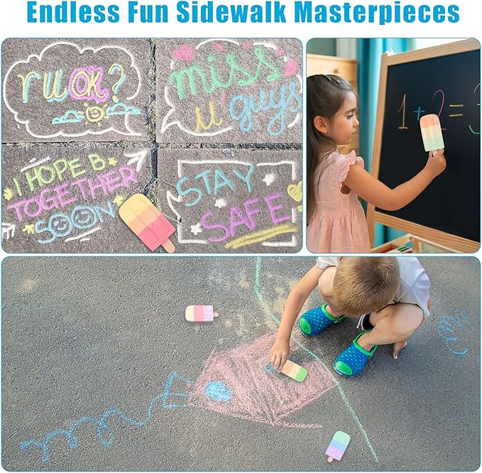 36Pcs Ice Cream Sidewalk Chalk Set Washable Sidewalk Chalks Kids Ch-alk Multicolor Ch-alk Side-walk Cha-lk Party Pack Jumbo Street Cha-lk for School Outdoor Art Play Paint on Chal-kboard