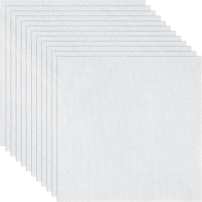 12 PCS Aida Cloth 14 Count White Cross Stitch Fabric for DIY Craft Embroidery, Handmade Needlework, Home Decoration (7.8 x 7.8 Inch)