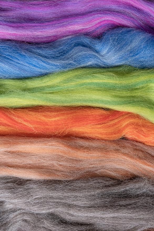 Kondoos Multi Colored Natural Wool roving, 1 lb. Best Wool for Needle Felting, Wet Felting, handcrafts and Spinning. (Candy, 1lb)