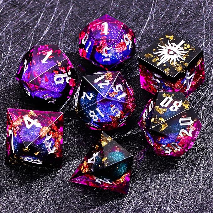 Black Eye of Mystery Liquid Core DND Dice Set – Unique Resin Dice Set for Dungeons & Dragons – Third Eye Dice Set for D&D Gifts